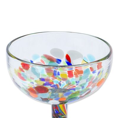 Alternate image for Set of 4 Colorful Handblown Cocktail Glasses from Mexico Chromatic Celebration
