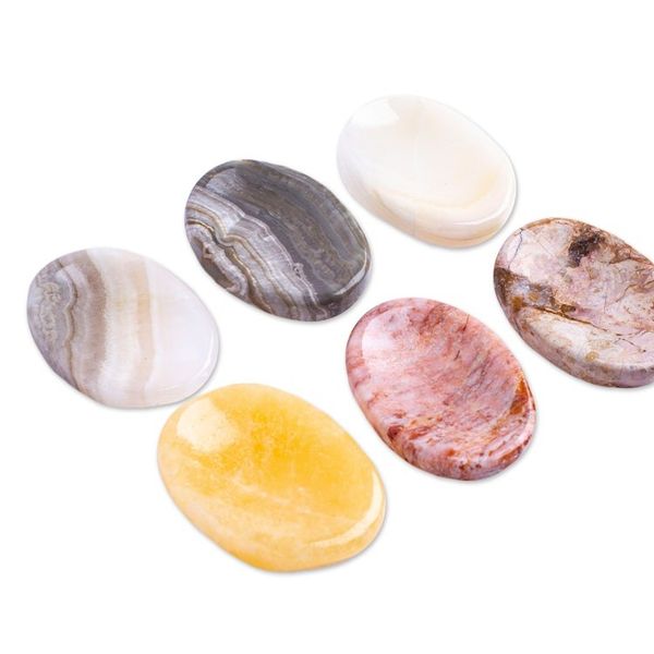 Alternate image for Set of 2 Oval Reclaimed Marble Stress-Relieving Stones Celestial Illusion