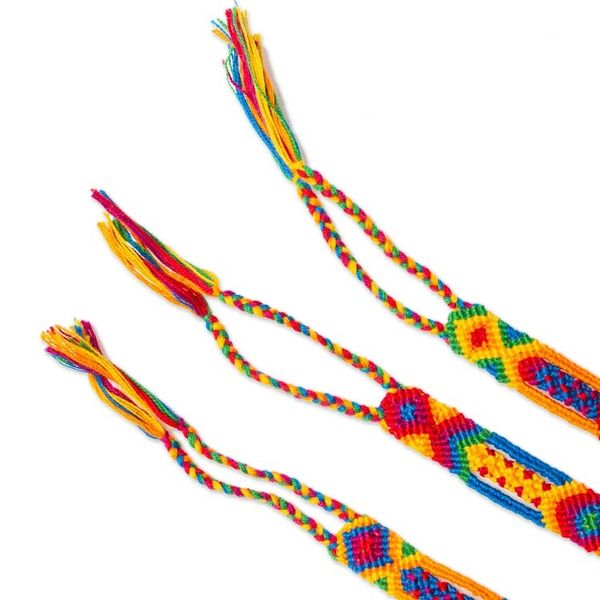Alternate image for Colorful Handwoven Cotton Wristband Bracelets Set of 3 Colorful Concoction