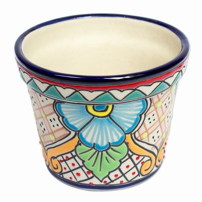 Alternate image for Talavera-Style Ceramic Flower Pot Country Garden