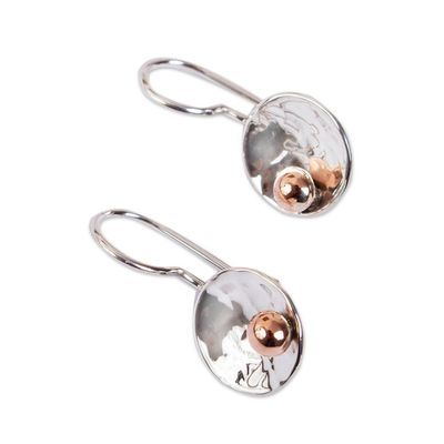 Alternate image for Abstract Taxco Sterling Silver and Copper Drop Earrings Celestial Center