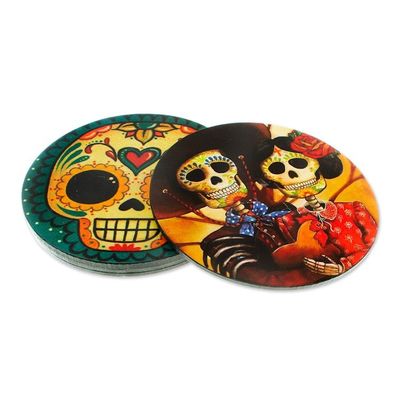 Alternate image for Day of the Dead Theme Decoupage Coasters Set of 4 Day of the Dead in Mexico