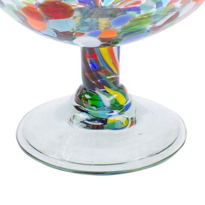 Alternate image for Set of 4 Colorful Handblown Cocktail Glasses from Mexico Chromatic Celebration