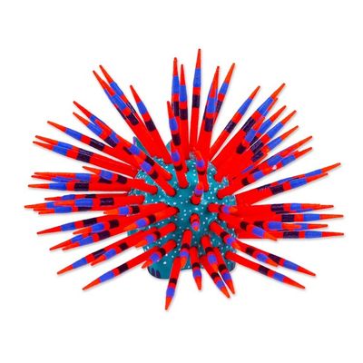 Alternate image for Hand-Painted Wood Alebrije Porcupine Figurine in Turquoise Cute Porcupine in Turquoise