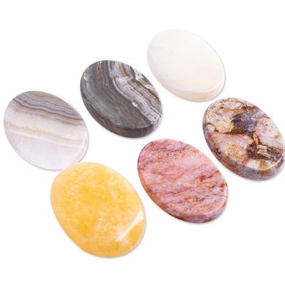 Alternate image for Set of 2 Oval Reclaimed Marble Stress-Relieving Stones Celestial Illusion