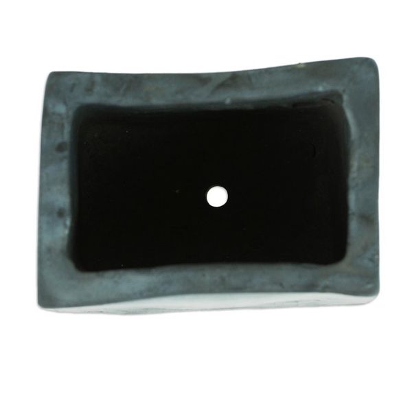 Alternate image for Mexican Handmade Barro Negro Black Ceramic Mini Flower Pot Square  Smooth