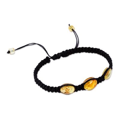 Alternate image for Braided Nylon Bracelet with Mexican Amber in Black Amber Night
