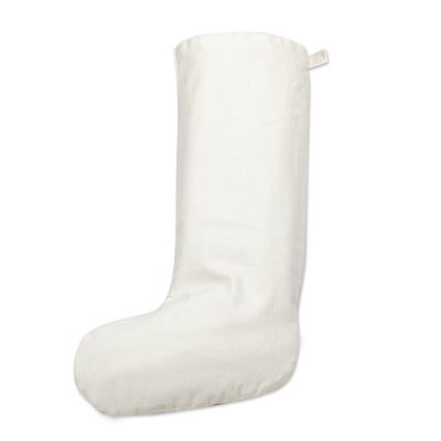 Alternate image for Blue Tenango Embroidered Christmas Stocking From Mexico Tenango Boot in Blue