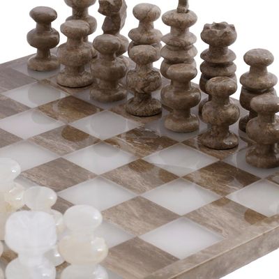 Alternate image for Onyx and Marble Chess Set Crafted in Mexico Brown and Ivory