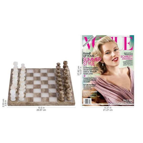 Alternate image for Onyx and Marble Chess Set Crafted in Mexico Brown and Ivory