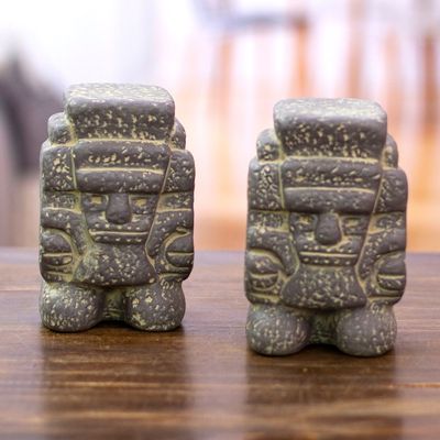 Alternate image for Fair Trade Mexican Archaeological Ceramic Sculpture Pair Tlaloc God of Rain