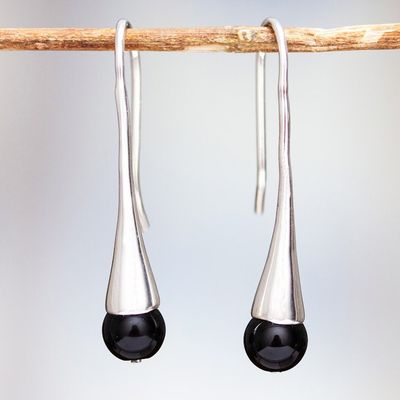 Alternate image for Artisan Crafted Onyx Drop Earrings Midnight Calm