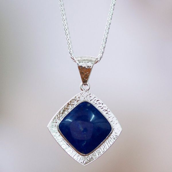 Alternate image for Taxco Silver Lapis Lazuli Pendant Necklace from Mexico Lapis Mirror