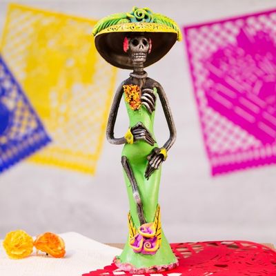 Alternate image for Day of the Dead Catrina Sculpture Artisan Crafted Dazzling Catrina