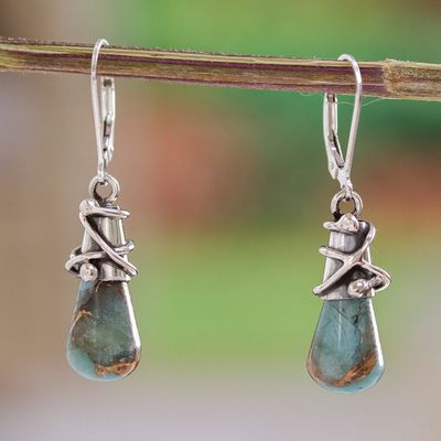 Alternate image for Sterling Silver and Composite Amazonite Earrings from Mexico Golden Sea Currents