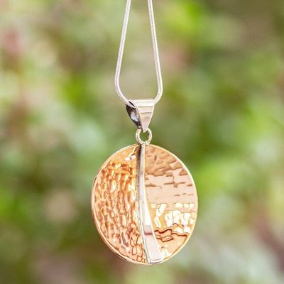 Alternate image for Mexican 925 Sterling Silver and Copper Pendant Necklace Contemporary Contrasts