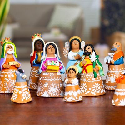 Alternate image for Handcrafted Ceramic Nativity Scene Bells 11 pieces Nativity Scene Bells