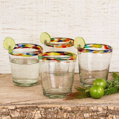 Alternate image for Colorful Handcrafted Blown Glass Juice Glasses Set of 6 Confetti Path