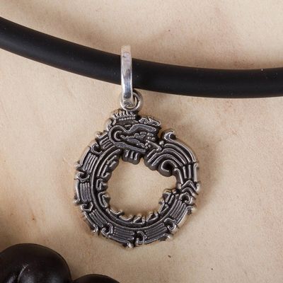 Alternate image for Mens Taxco Sterling Silver Quetzalcoatl Pendant Necklace Quetzalcoatl