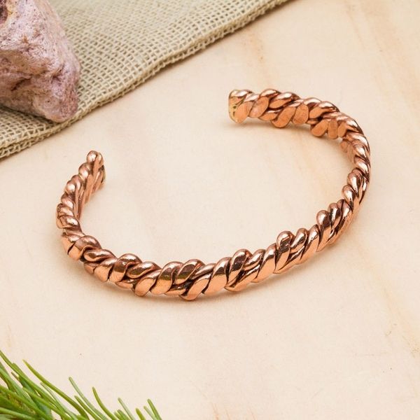 Alternate image for Handcrafted Textured Copper Cuff Bracelet from Mexico Brilliant Luster