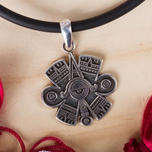 Alternate image for Mens Aztec Eye Sterling Silver Pendant Necklace from Taxco Aztec Eye