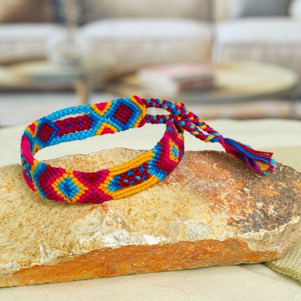 Alternate image for Colorful Cotton Macrame Bracelet from Mexico Colorful Friendship