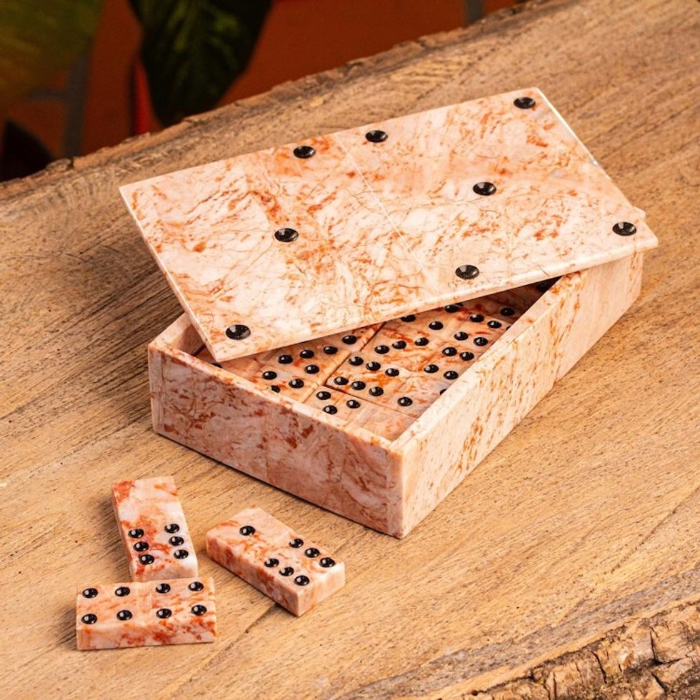 Light Rose Marble 28-Piece Domino Set Mexico 'Pink Domino'