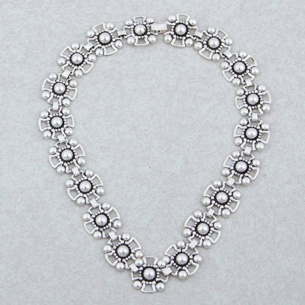 Mexican Style 925 Silver Christian Cross Link Necklace 'Cross'