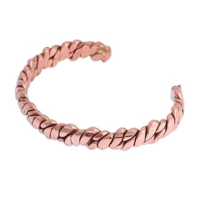 Alternate image for Handcrafted Textured Copper Cuff Bracelet from Mexico Brilliant Luster