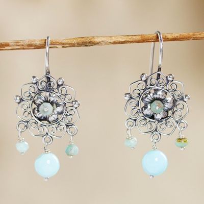 Alternate image for Dangle Earrings with Sterling and Amazonite Miraculous Flower