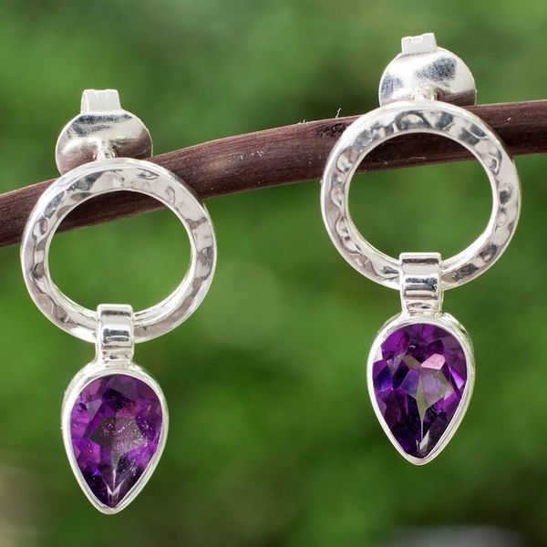 Alternate image for Modern Amethyst and Taxco Silver Earrings New Era