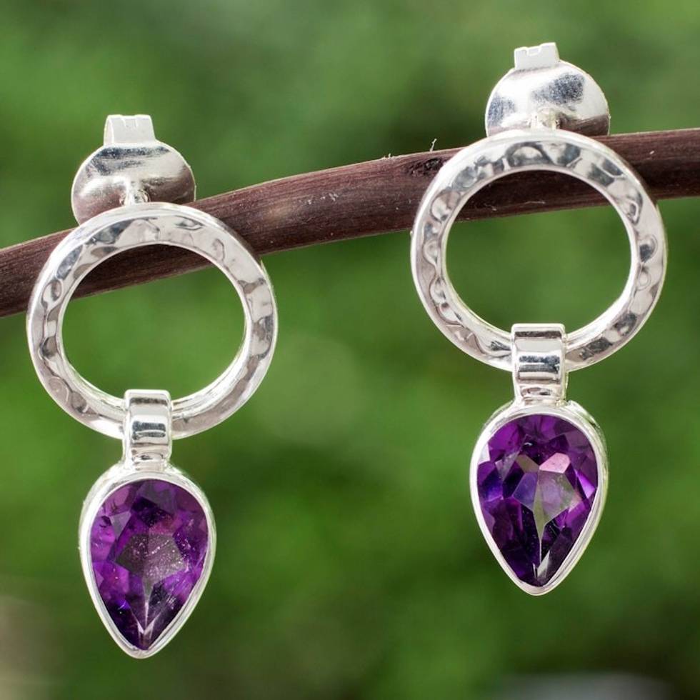 Modern Amethyst and Taxco Silver Earrings 'New Era'