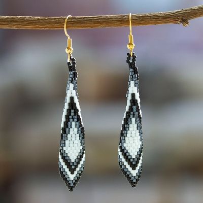 Alternate image for Geometric Beaded Dangle Earrings Handcrafted in Mexico Graceful Feathers