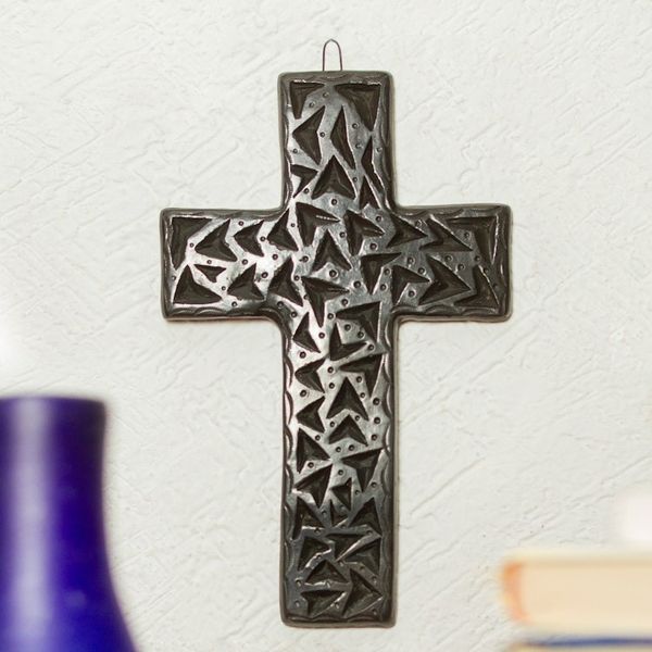 Alternate image for Oaxacan Ceramic Wall Cross Coyotepec Cross