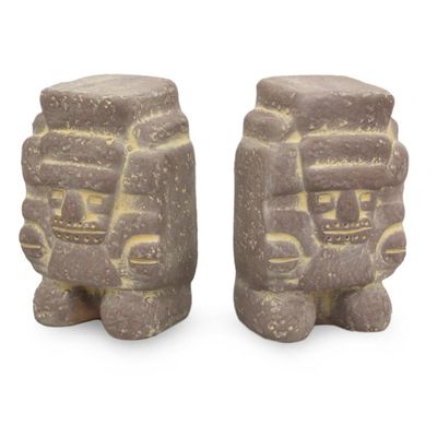 Alternate image for Fair Trade Mexican Archaeological Ceramic Sculpture Pair Tlaloc God of Rain
