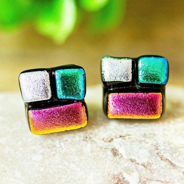 Alternate image for Handmade Fused Glass Earrings Fabulous Fusion