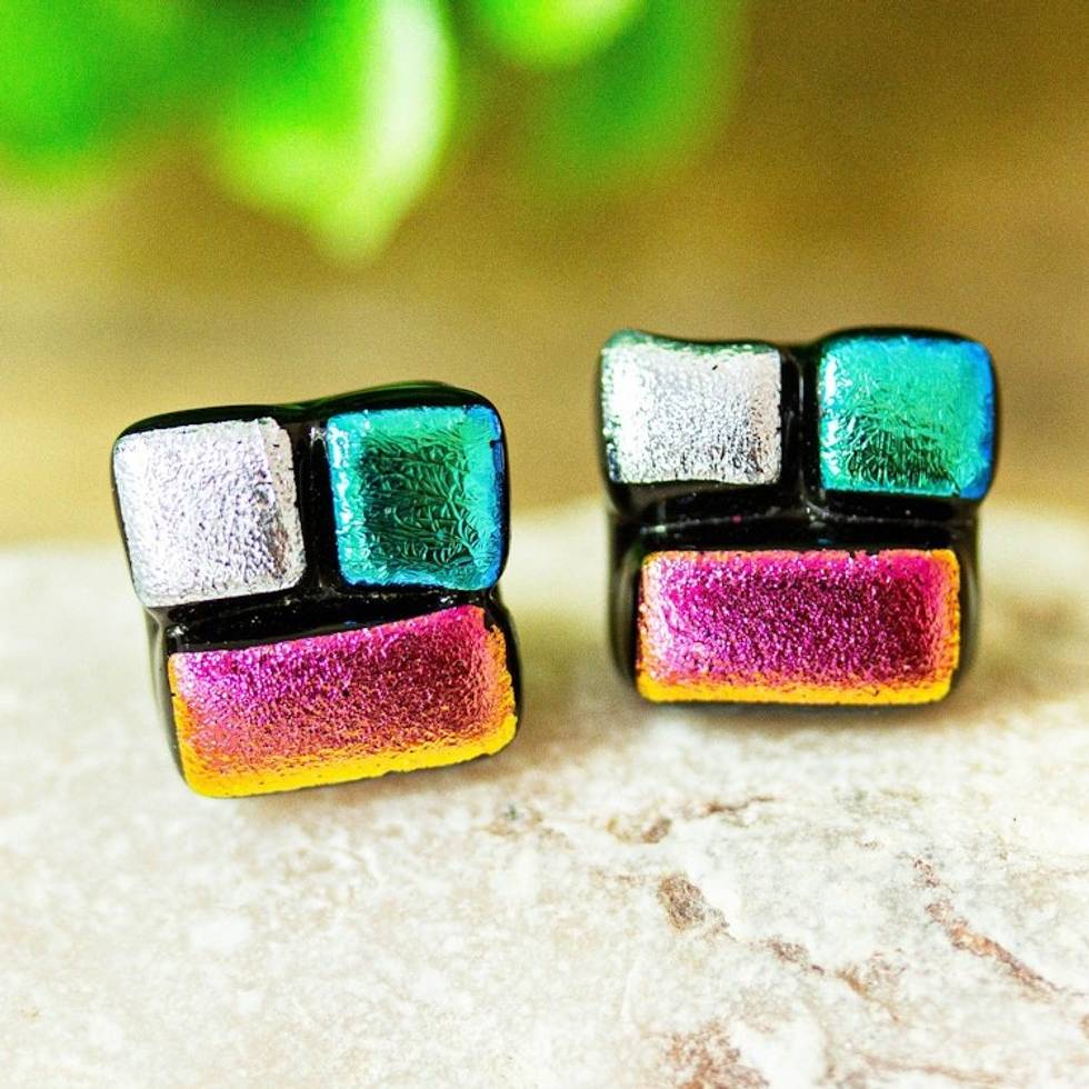 Handmade Fused Glass Earrings 'Fabulous Fusion'