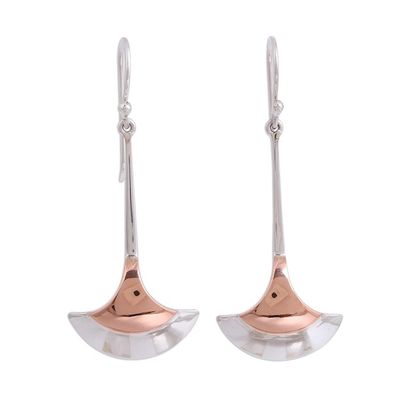 Alternate image for Fan-Shaped Sterling Silver and Copper Dangle Earrings Elegant Crescents