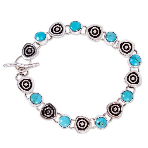 Alternate image for Taxco Style Turquoise Link Bracelet from Mexico Morning Sky