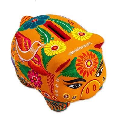Alternate image for Colorful Hand Painted Pig Decorative Accent Fiesta Piggy