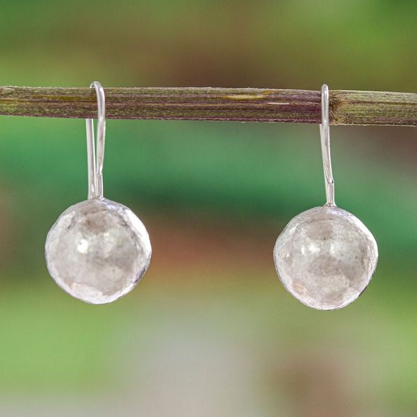 Alternate image for Hand Made Sterling Silver Round Drop Earrings from Mexico Natures Treasures