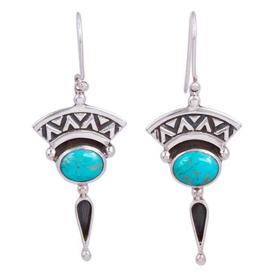 Alternate image for Natural Turquoise and Silver Dangle Earrings from Mexico History and Culture