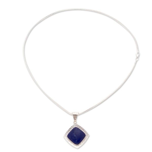 Alternate image for Taxco Silver Lapis Lazuli Pendant Necklace from Mexico Lapis Mirror