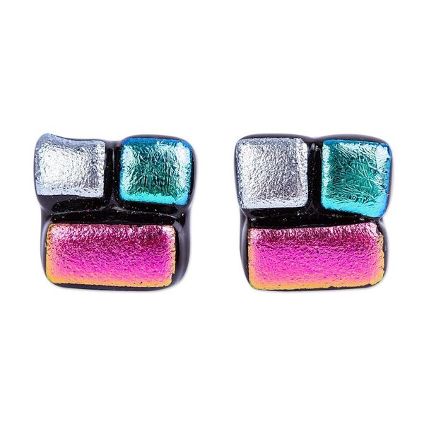 Alternate image for Handmade Fused Glass Earrings Fabulous Fusion