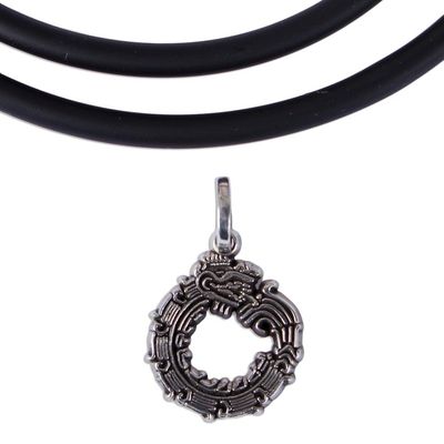 Alternate image for Mens Taxco Sterling Silver Quetzalcoatl Pendant Necklace Quetzalcoatl