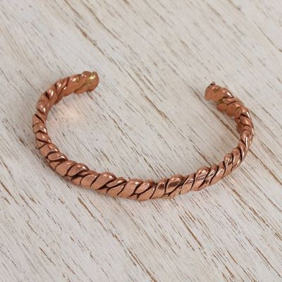 Alternate image for Handcrafted Textured Copper Cuff Bracelet from Mexico Brilliant Luster