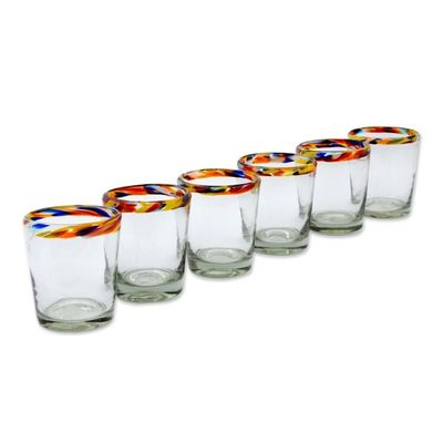 Alternate image for Colorful Handcrafted Blown Glass Juice Glasses Set of 6 Confetti Path
