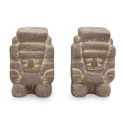 Alternate image for Fair Trade Mexican Archaeological Ceramic Sculpture Pair Tlaloc God of Rain