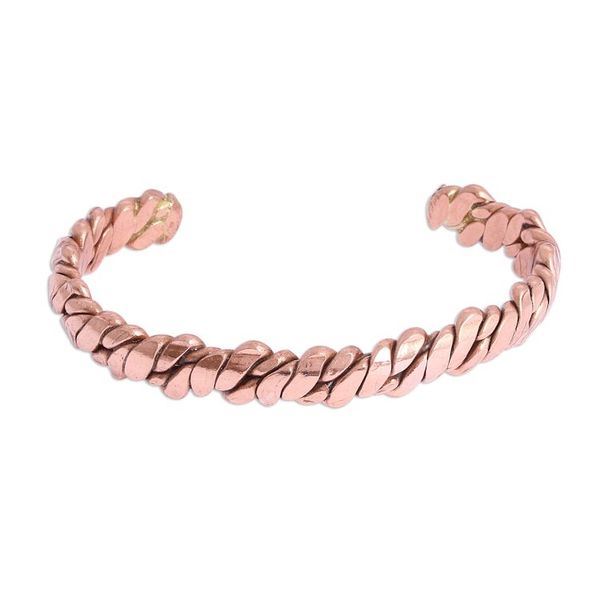Alternate image for Handcrafted Textured Copper Cuff Bracelet from Mexico Brilliant Luster