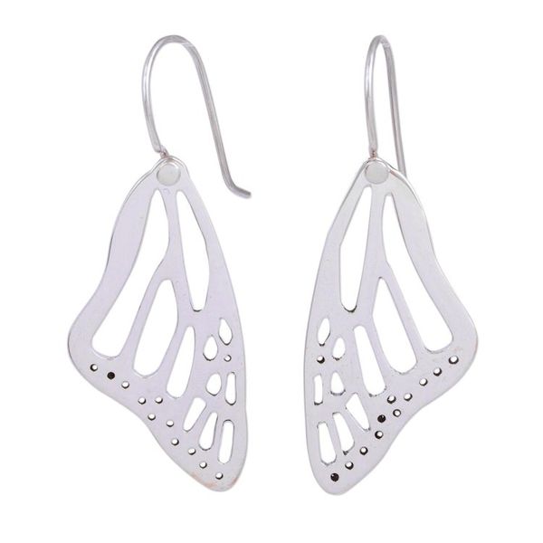 Alternate image for Sterling Silver Butterfly Wing Dangle Earrings from Mexico Lovely Wings